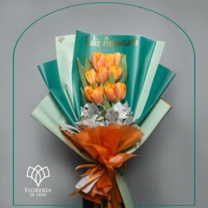 Ramo 10 Tulipanes Naranja