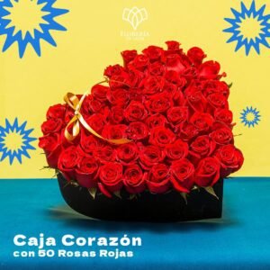 Caja de Corazón con 50 rosas