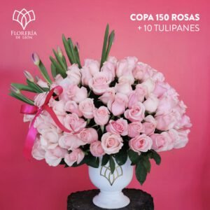 Copa 150 rosas pastel y tulipanes