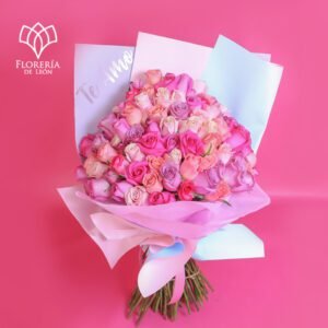 Ramo 100 rosas pastel en cascada