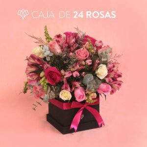 Caja 24 rosas pasteles