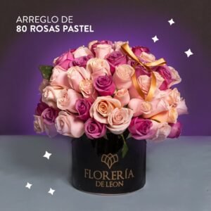 Arreglo 80 rosas pastel