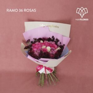 Ramo 36 rosas pastel con margaritas