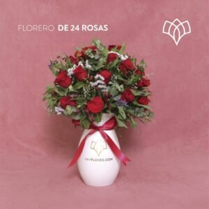 Florero 24 Rosas ROJAS