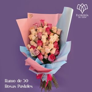ramo de rosas tonos pastel o rositas