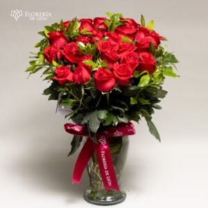 Florero 24 rosas rojas