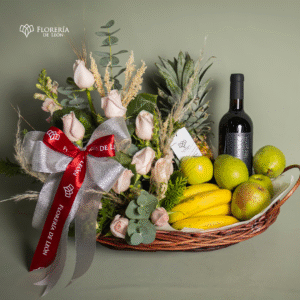 Canasta Frutal con vino